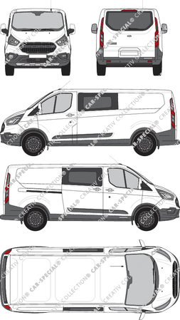 Ford Transit Custom Trail, Trail, furgone, L2H1, vitre arrière, Doppelkabine, Rear Flap, 1 Sliding Door (2020)