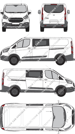 Ford Transit Custom Trail, Trail, van/transporter, L2H1, rear window, double cab, Rear Flap, 2 Sliding Doors (2020)