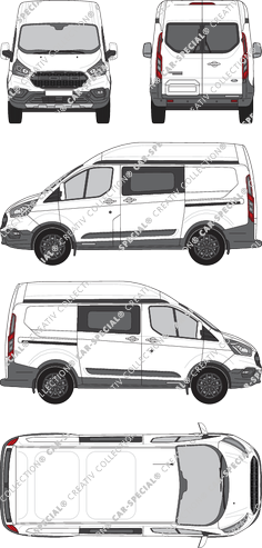 Ford Transit Custom Trail, Trail, fourgon, L1H2, Heck verglast, double cabine, Rear Wing Doors, 2 Sliding Doors (2020)