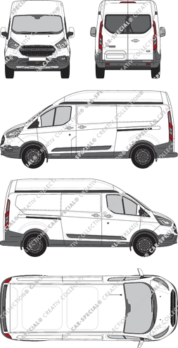 Ford Transit Custom Trail, Trail, fourgon, L2H2, Heck verglast, Rear Wing Doors, 2 Sliding Doors (2020)