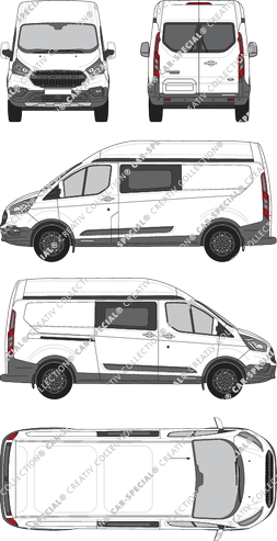 Ford Transit Custom Trail, Trail, fourgon, L2H2, Heck verglast, double cabine, Rear Wing Doors, 1 Sliding Door (2020)