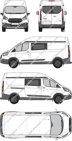 Ford Transit Custom Trail, Trail, van/transporter, L2H2, rear window, double cab, Rear Wing Doors, 1 Sliding Door (2020)