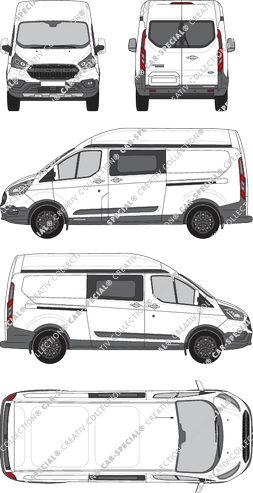 Ford Transit Custom Trail, Trail, fourgon, L2H2, Heck verglast, double cabine, Rear Wing Doors, 2 Sliding Doors (2020)