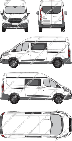 Ford Transit Custom Trail, Trail, van/transporter, L2H2, rear window, double cab, Rear Wing Doors, 2 Sliding Doors (2020)