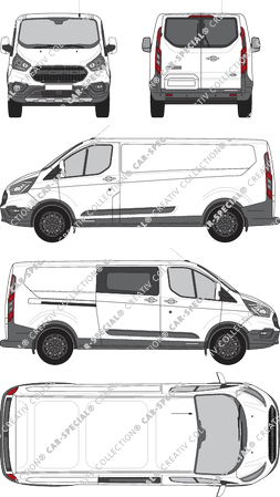 Ford Transit Custom Trail, Trail, furgón, L2H1, Heck verglast, rechts teilverglast, Rear Wing Doors, 1 Sliding Door (2020)