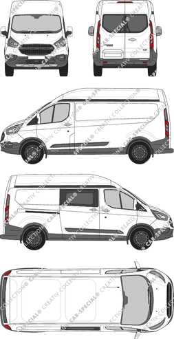 Ford Transit Custom Trail, Trail, furgón, L2H2, Heck verglast, rechts teilverglast, Rear Wing Doors, 1 Sliding Door (2020)