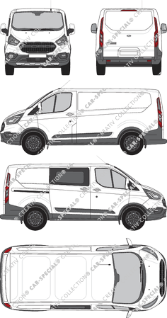 Ford Transit Custom Trail, Trail, van/transporter, L1H1, rechts teilverglast, Rear Flap, 1 Sliding Door (2020)