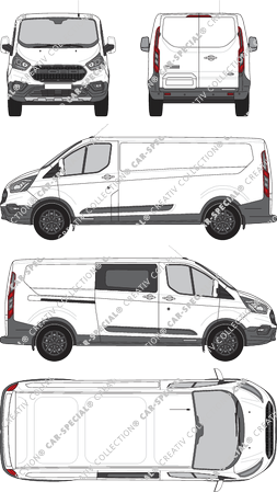 Ford Transit Custom Trail, Trail, furgone, L2H1, rechts teilverglast, Rear Wing Doors, 1 Sliding Door (2020)