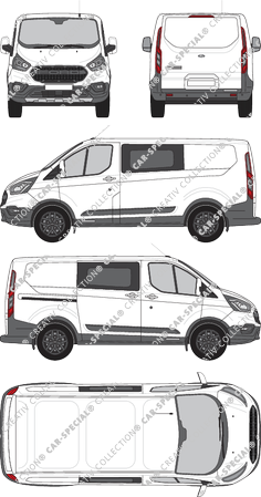 Ford Transit Custom Trail, Trail, fourgon, L1H1, double cabine, Rear Flap, 1 Sliding Door (2020)