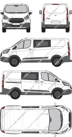 Ford Transit Custom Trail, Trail, van/transporter, L1H1, double cab, Rear Flap, 1 Sliding Door (2020)