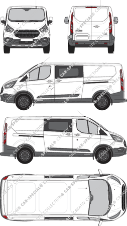 Ford Transit Custom Trail, Trail, fourgon, L2H1, double cabine, Rear Wing Doors, 2 Sliding Doors (2020)