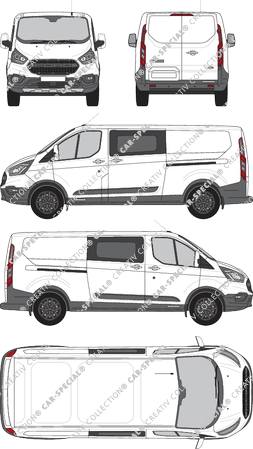 Ford Transit Custom Trail, Trail, van/transporter, L2H1, double cab, Rear Wing Doors, 2 Sliding Doors (2020)