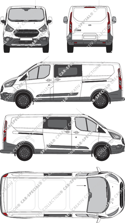 Ford Transit Custom Trail, Trail, fourgon, L2H1, double cabine, Rear Flap, 2 Sliding Doors (2020)