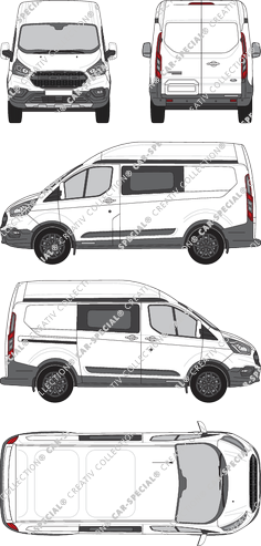 Ford Transit Custom Trail, Trail, fourgon, L1H2, double cabine, Rear Wing Doors, 1 Sliding Door (2020)