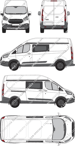 Ford Transit Custom Trail, Trail, fourgon, L2H2, double cabine, Rear Wing Doors, 1 Sliding Door (2020)