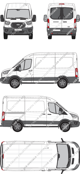 Ford E-Transit, van/transporter, L2H2, rear window, Rear Wing Doors, 1 Sliding Door (2022)