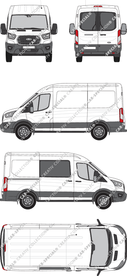 Ford E-Transit, van/transporter, L2H2, Heck verglast, rechts teilverglast, Rear Wing Doors, 1 Sliding Door (2022)