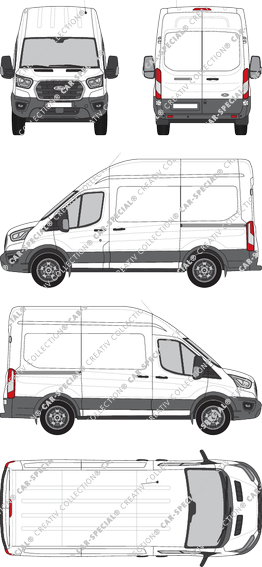 Ford E-Transit, Kastenwagen, L2H3, Rear Wing Doors, 2 Sliding Doors (2022)