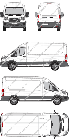 Ford E-Transit, van/transporter, L3H2, Rear Wing Doors, 1 Sliding Door (2022)