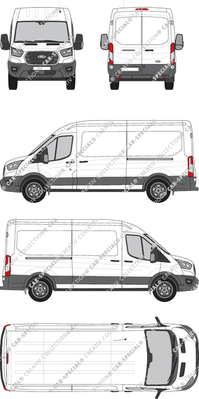 Ford E-Transit, Kastenwagen, L3H2, Rear Wing Doors, 2 Sliding Doors (2022)