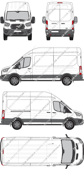 Ford E-Transit, Kastenwagen, L3H3, Rear Wing Doors, 1 Sliding Door (2022)