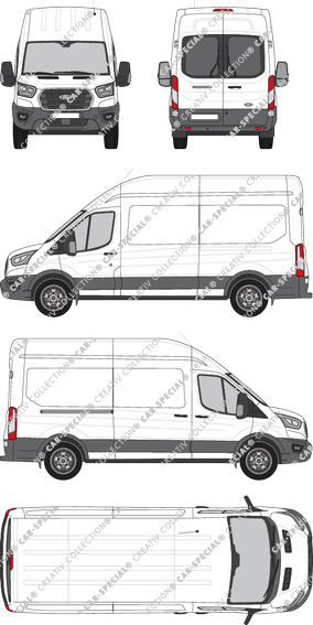 Ford E-Transit, Kastenwagen, L3H3, Heck verglast, Rear Wing Doors, 1 Sliding Door (2022)