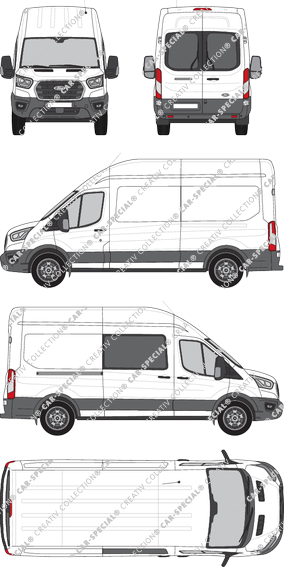 Ford E-Transit, van/transporter, L3H3, Heck verglast, rechts teilverglast, Rear Wing Doors, 1 Sliding Door (2022)