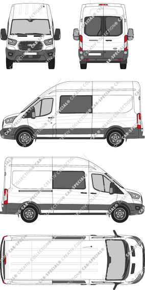Ford E-Transit, van/transporter, L3H3, rear window, double cab, Rear Wing Doors, 1 Sliding Door (2022)