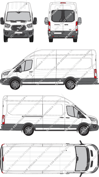 Ford E-Transit, Kastenwagen, L4H3, Heck verglast, Rear Wing Doors, 1 Sliding Door (2022)