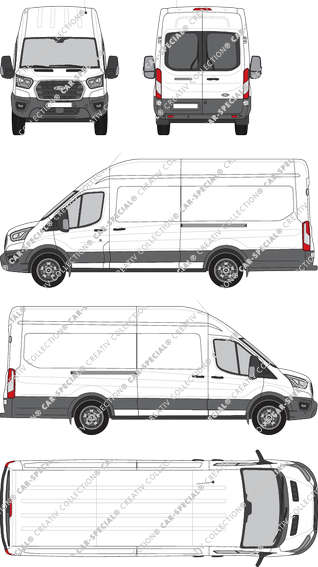 Ford E-Transit, furgón, L4H3, ventana de parte trasera, Rear Wing Doors, 2 Sliding Doors (2022)