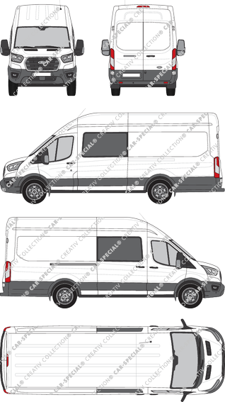 Ford E-Transit, Kastenwagen, L4H3, Doppelkabine, Rear Wing Doors, 1 Sliding Door (2022)