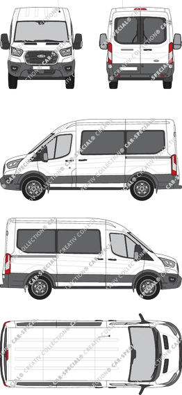 Ford E-Transit, minibus, L2H2, Rear Wing Doors, 2 Sliding Doors (2022)