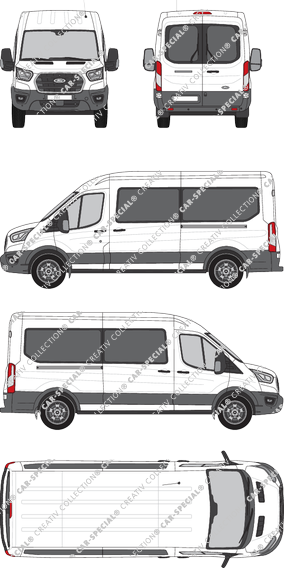 Ford E-Transit, minibus, L3H2, Rear Wing Doors, 2 Sliding Doors (2022)