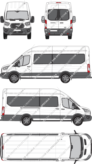 Ford E-Transit, camionnette, L4H3, Rear Wing Doors, 1 Sliding Door (2022)