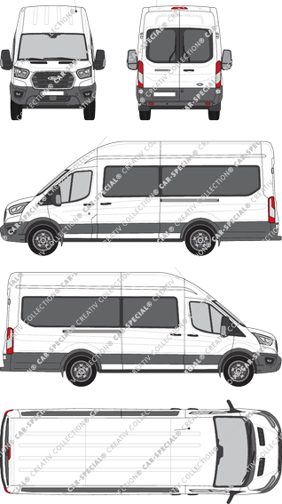 Ford E-Transit, minibus, L4H3, Rear Wing Doors, 2 Sliding Doors (2022)