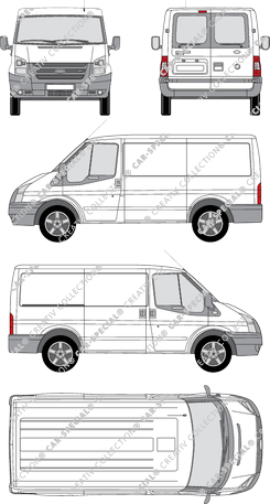 Ford Transit, van/transporter, short wheelbase, Rear Wing Doors, 1 Sliding Door (2006)