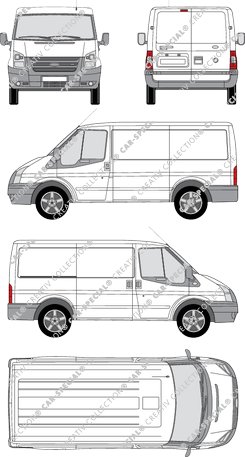 Ford Transit, van/transporter, short wheelbase, Rear Wing Doors, 1 Sliding Door (2006)
