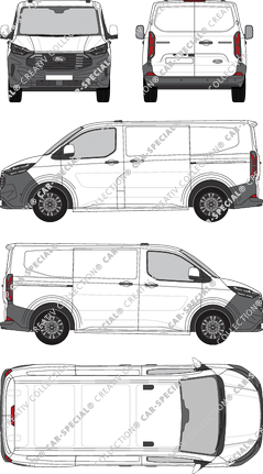 Ford Transit Custom, furgone, L1H1, Rear Wing Doors, 2 Sliding Doors (2023)