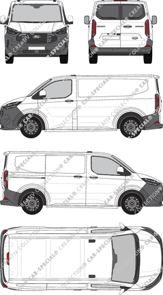 Ford Transit Custom, Kastenwagen, L1H1, Heck verglast, Rear Wing Doors, 1 Sliding Door (2023)