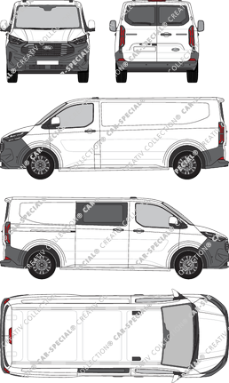Ford Transit Custom, furgone, L2H1, teilverglast rechts, Heck vergl., Rear Wing Doors, 1 Sliding Door (2023)