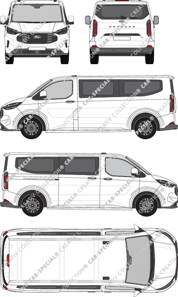 Ford Tourneo Custom, microbús, L2H1, Rear Flap, 1 Sliding Door (2023)