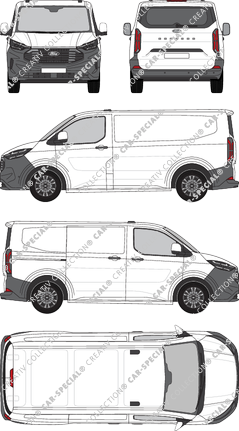Ford Transit Custom, furgone, L1H1, vitre arrière, Rear Flap, 1 Sliding Door (2023)