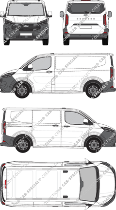 Ford Transit Custom, fourgon, L1H1, Heck verglast, Rear Flap, 1 Sliding Door (2023)