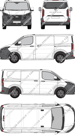 Ford Transit Custom, van/transporter, L1H1, rear window, Rear Flap, 2 Sliding Doors (2023)