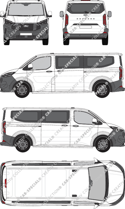 Ford Transit Custom, camionnette, L2H1, Rear Flap, 2 Sliding Doors (2023)