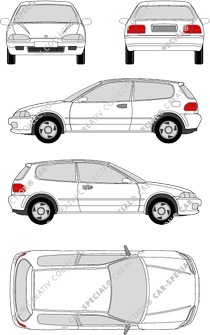 Honda Civic, Hatchback, 3 Doors (1991)