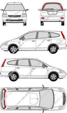 Honda Stream Station wagon, 2001–2004 (Hond_028)