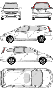 Honda Stream Station wagon, 2004–2007 (Hond_043)