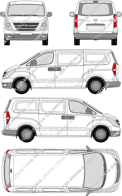 Hyundai H-1, furgone, vitre arrière, Rear Flap, 2 Sliding Doors (2008)