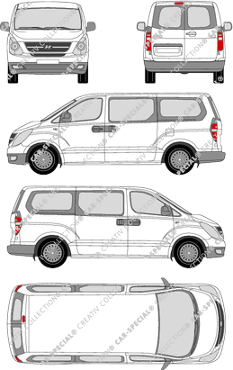 Hyundai H-1, microbús, Rear Wing Doors, 2 Sliding Doors (2008)